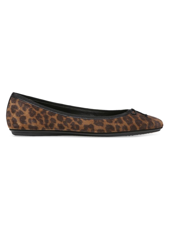 Beatrix Leopard Print Suede Ballet Flats